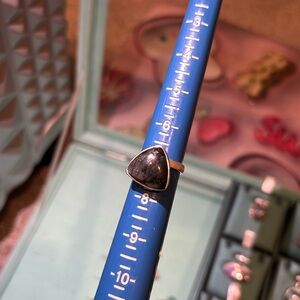 Adjustable black lavrakarite moonstone ring